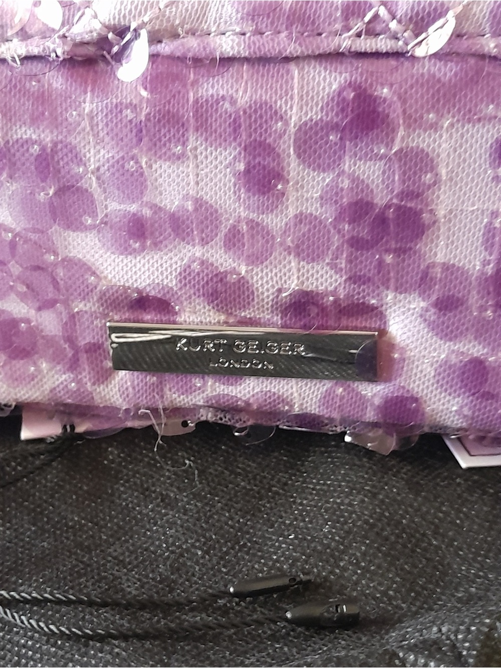 Kurt Geiger London Mini Kensington Purple Sequin Embellished Crossbody Bag NWT - Picture 4 of 13